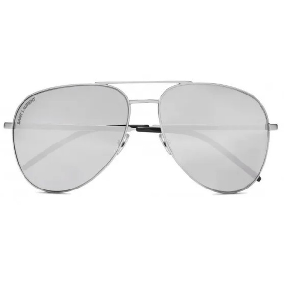 Saint Laurent™ CLASSIC 11 Silver Metal Mirrored Sunglasses NWT - Picture 2 of 16